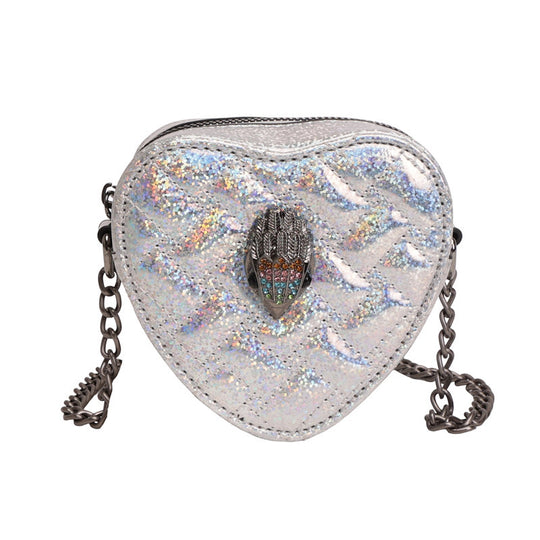 Damen Herzform-Bag mit Glanzoberfläche und exquisitem Anhänger Nord Taschen