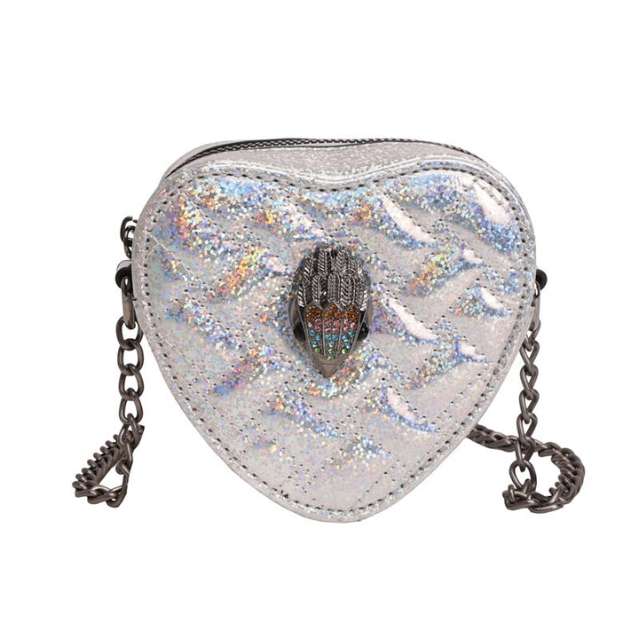 Damen Herzform-Bag mit Glanzoberfläche und exquisitem Anhänger Nord Taschen