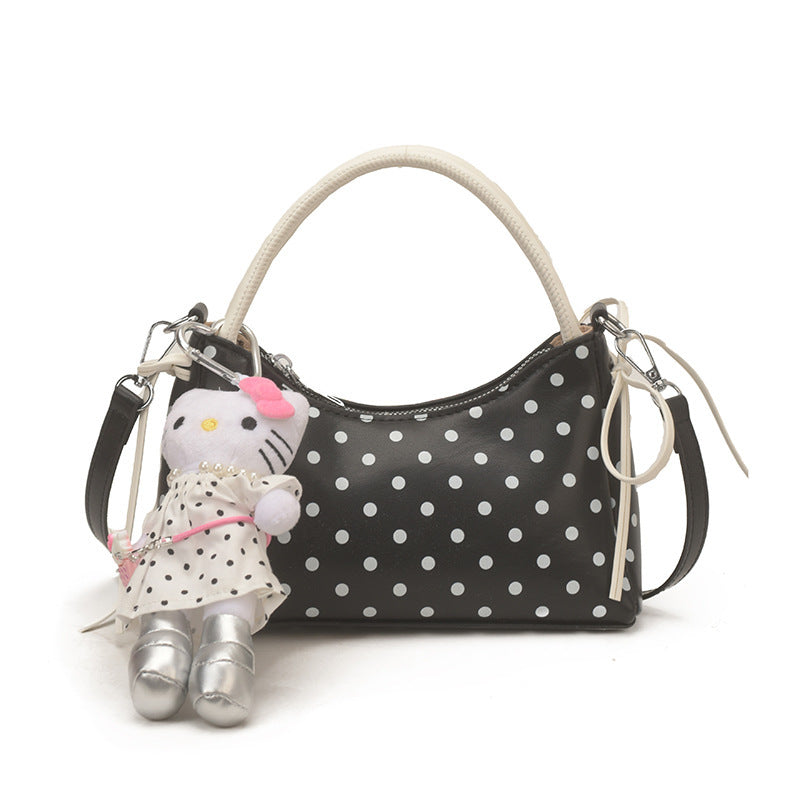 Damen Hobo-Tasche mit verspieltem Punktmuster und charmantem Anhänger Nord Taschen