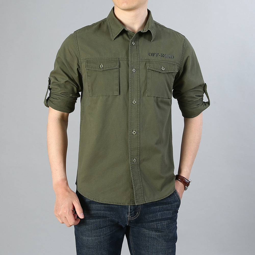 Herren Military-Hemd mit Brusttaschen, Ärmelrollfunktion und Off-Road-Print Nord Taschen