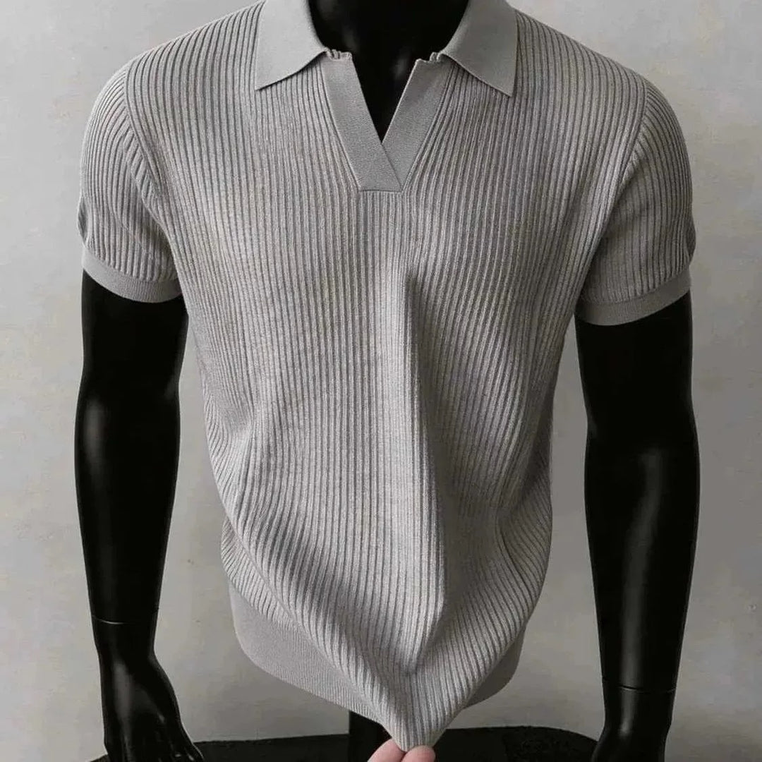 Herren Modisches Strickpoloshirt mit V-Ausschnitt Nord Taschen