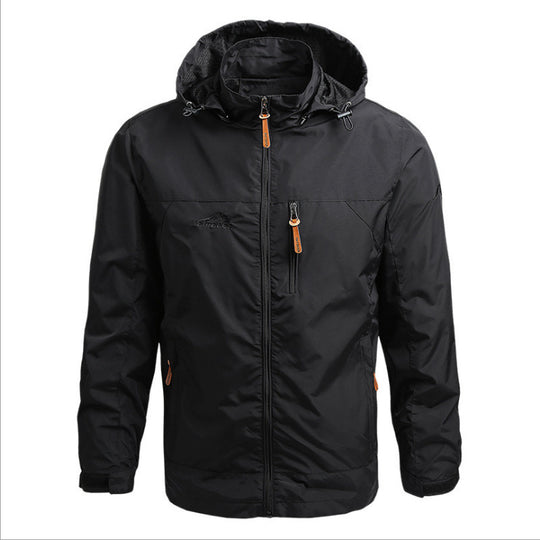 Herren Leichte wasserabweisende Kapuzen‑Windjacke mit Brusttasche und verstellbarem Saum Nord Taschen