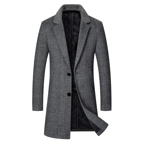 Herren Glencheck-Wollmix-Mantel mit gesteppter Thermofütterung und schmaler Silhouette Nord Taschen