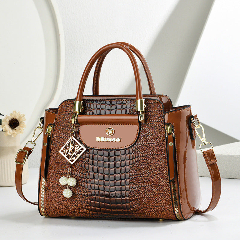 Damen elegante Handtasche im strukturierten Krokodil-Leder-Look Nord Taschen