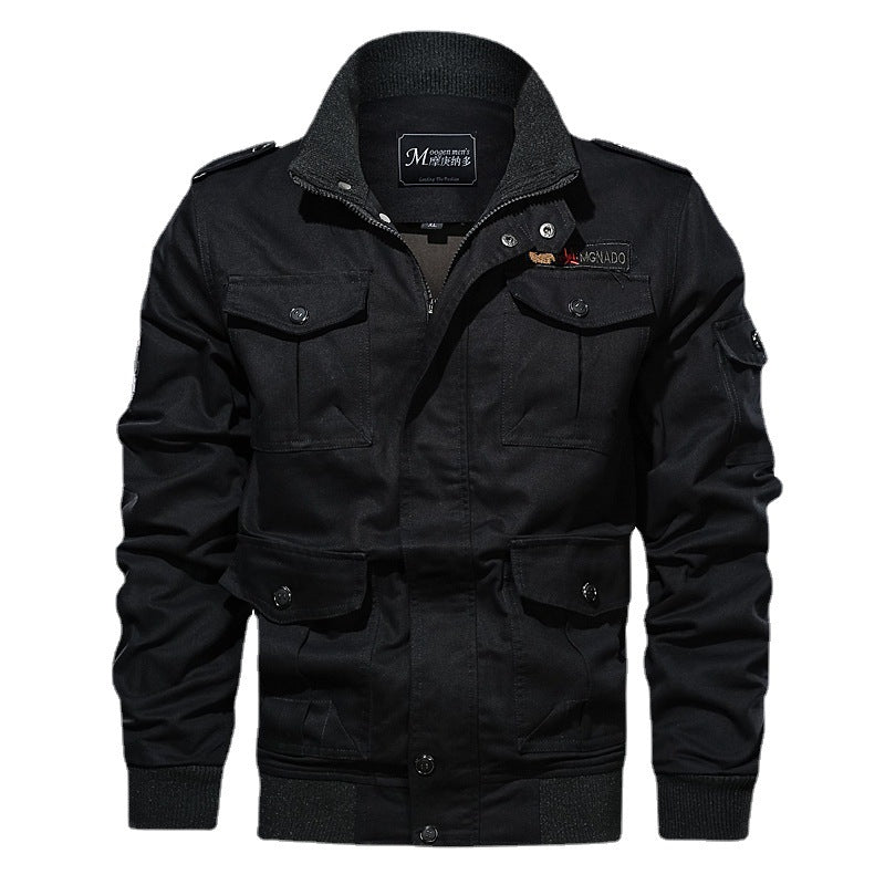 Herren robuste Canvas-Fliegerjacke im Utility-Fieldstil mit Schulterpatten und Mehrfachtaschen Nord Taschen