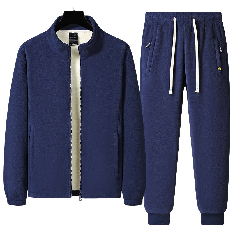 Herren Dreiteiliges Thermo-Fleece-Trainingsset mit wattierter Weste und Jogginghose Nord Taschen
