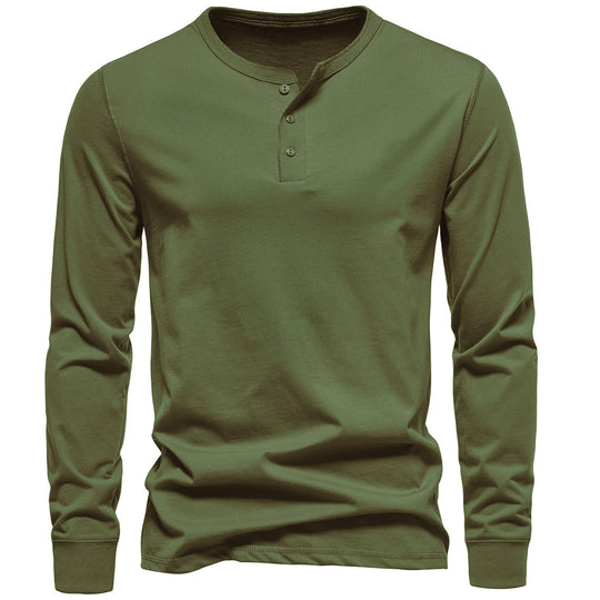 Herren Langärmliges Henley‑Shirt aus Baumwollmix mit dreifacher Knopfleiste und schmaler Silhouette Nord Taschen