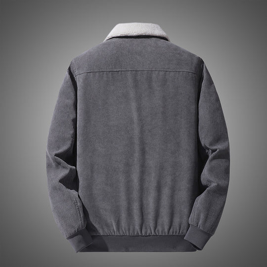 Herren  Cordjacke im Bomberstil mit Teddykragen, aufgesetzten Klappentaschen und geripptem Saum Nord Taschen