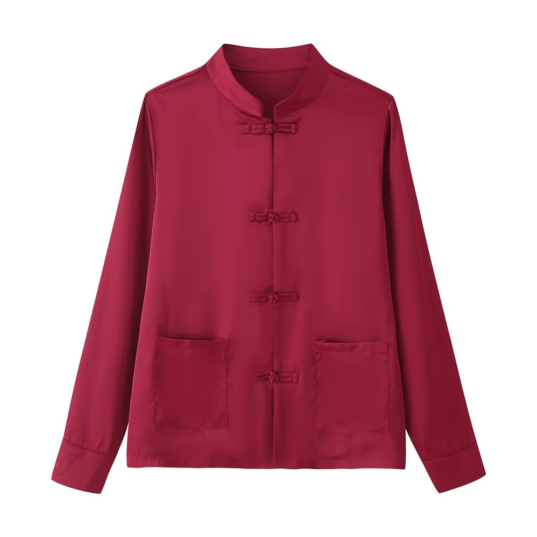 Damen Mandarin-Jacke mit Stehkragen und chinesischen Knotenverschlüssen Nord Taschen