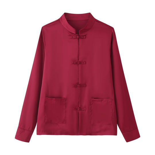 Damen Mandarin-Jacke mit Stehkragen und chinesischen Knotenverschlüssen Nord Taschen