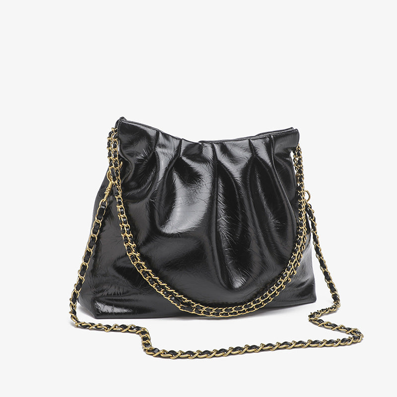 Damen Umhängetasche aus hochwertigem Kunstleder mit elegantem Faltendesign Nord Taschen