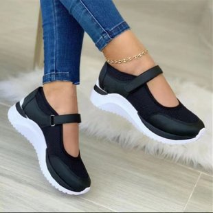 Damen Freizeit-Sneaker mit atmungsaktiver Mesh-Oberfläche und verstellbarem Riemen