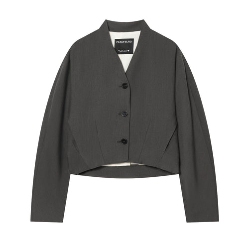 Damen Cropped-Blazer mit kastiger Silhouette und tiefem V-Ausschnitt Nord Taschen