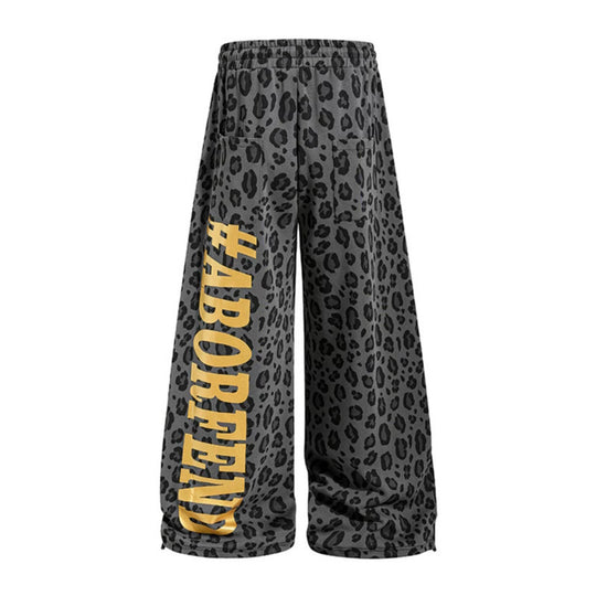 Damen Weite Palazzo-Sweathose im Leo-Muster mit hohem Komfortbund, Kordelzug und goldigem Statement-Print Nord Taschen