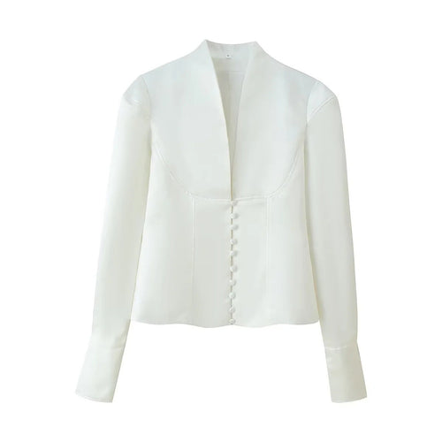Damen elegante Blazerjacke mit modischem Stehkragen und dekorativen Knopfdetails Nord Taschen