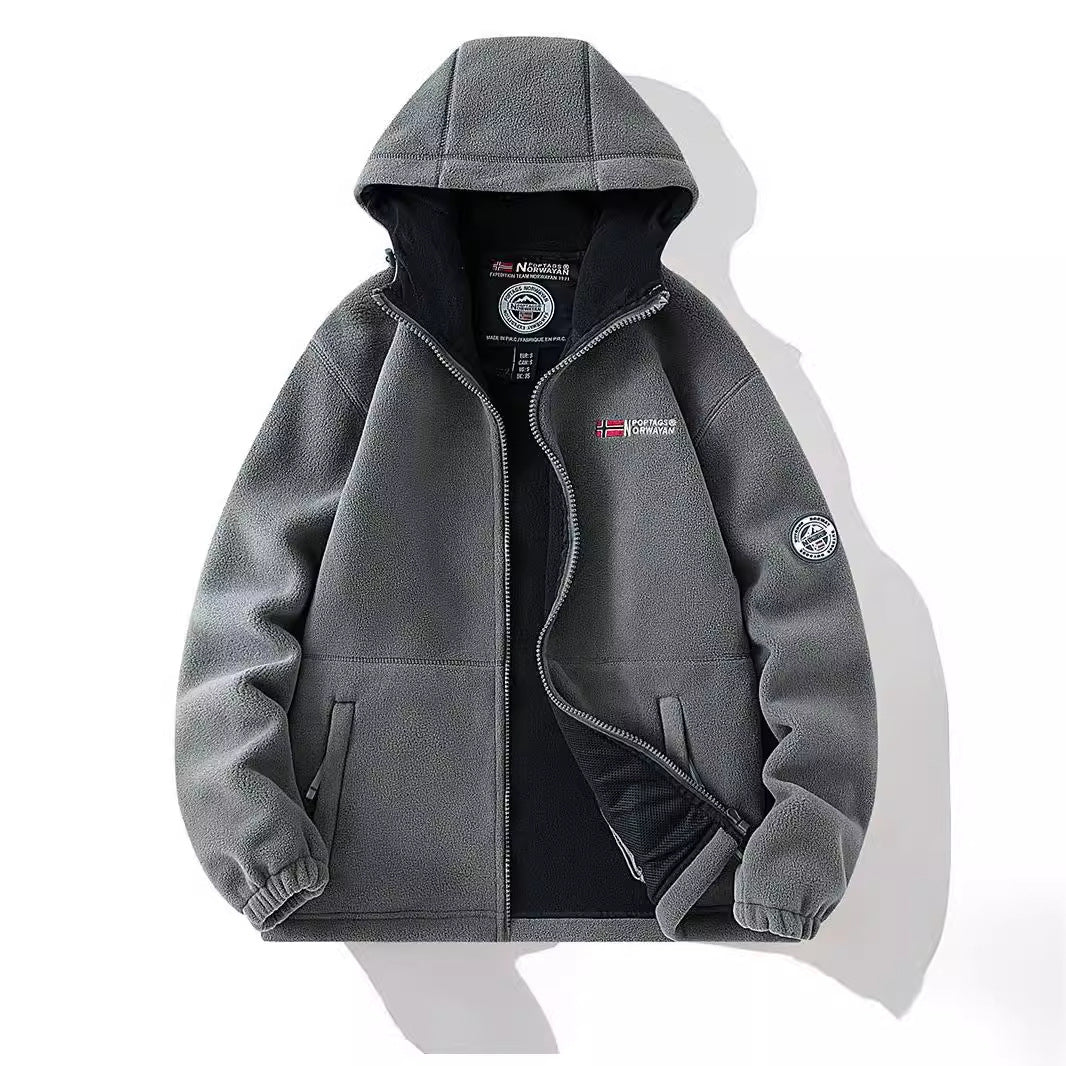 Damen Kapuzen-Fleecejacke mit Teddyfutter und durchgehendem Reißverschluss Nord Taschen