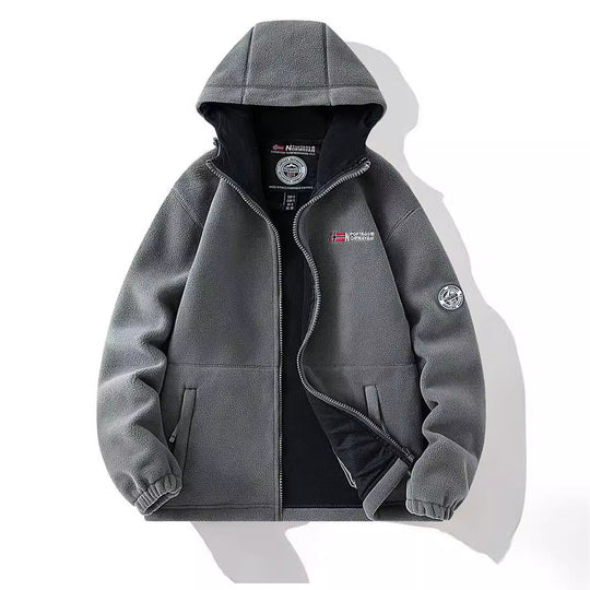 Damen Kapuzen-Fleecejacke mit Teddyfutter und durchgehendem Reißverschluss Nord Taschen