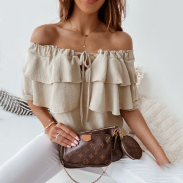Damen Off-Shoulder Bluse mit Rüschendesign
