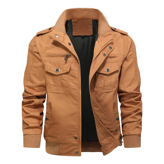 Herren Canvas-Fieldjacke mit Mehrfachtaschen, Stehkragen und Rippbündchen Nord Taschen