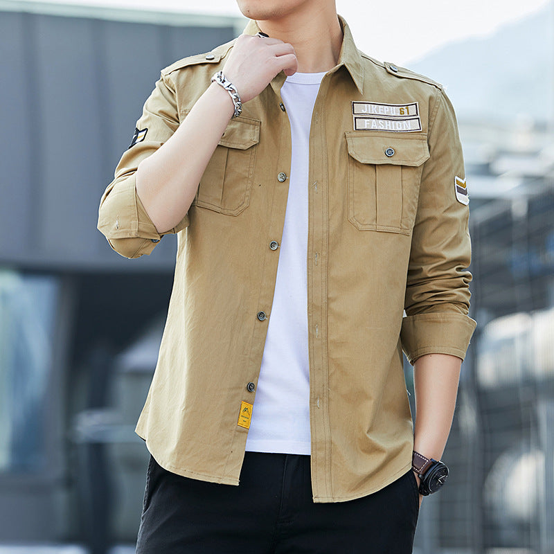 Herren Overshirt im Military-Utility-Stil mit Schulterpatten, Brustklappen und leichtem Baumwollmix Nord Taschen