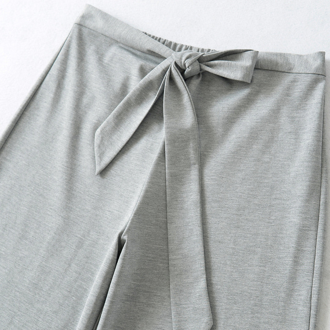 Damen Hochtaillierte Culotte-Hose mit weitem Bein und Bindegürtel Nord Taschen