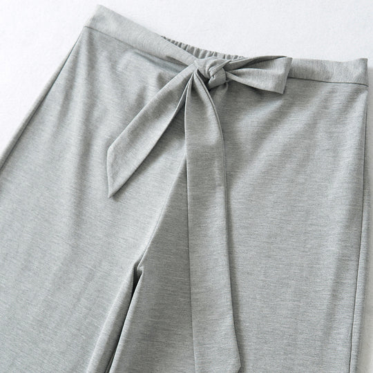 Damen Hochtaillierte Culotte-Hose mit weitem Bein und Bindegürtel Nord Taschen