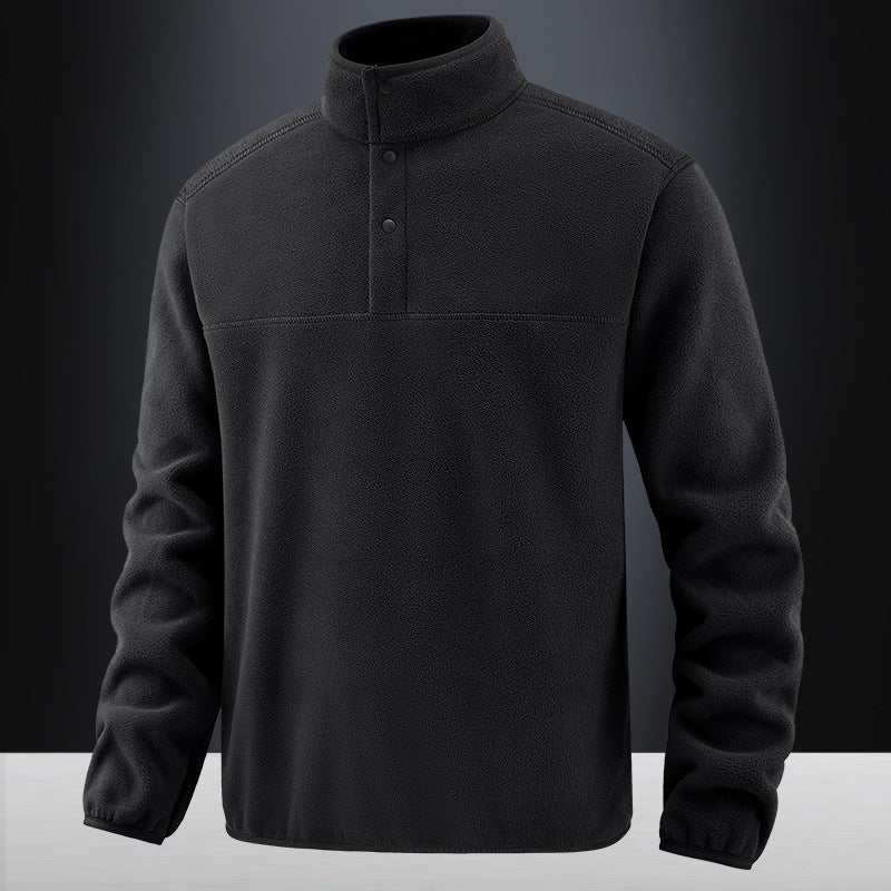 Herren Fleece-Pullover mit Stehkragen und Druckknopf-Leiste für wärmende Zwischenschicht Nord Taschen
