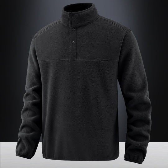 Herren Fleece-Pullover mit Stehkragen und Druckknopf-Leiste für wärmende Zwischenschicht Nord Taschen
