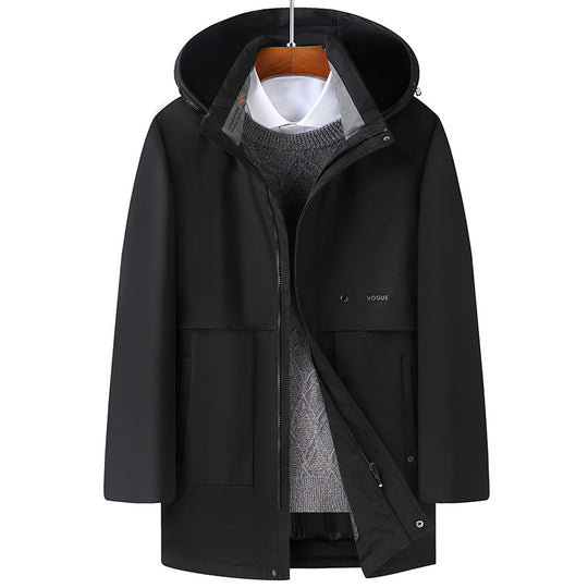 Herren Wasserabweisender Kapuzenparka mit minimalistischem Design und verdecktem Reißverschluss Nord Taschen