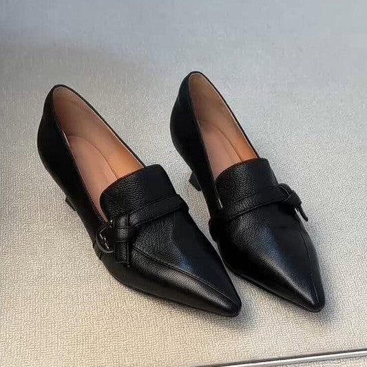 Damen elegante spitze Ballerinas mit feinem Riemen