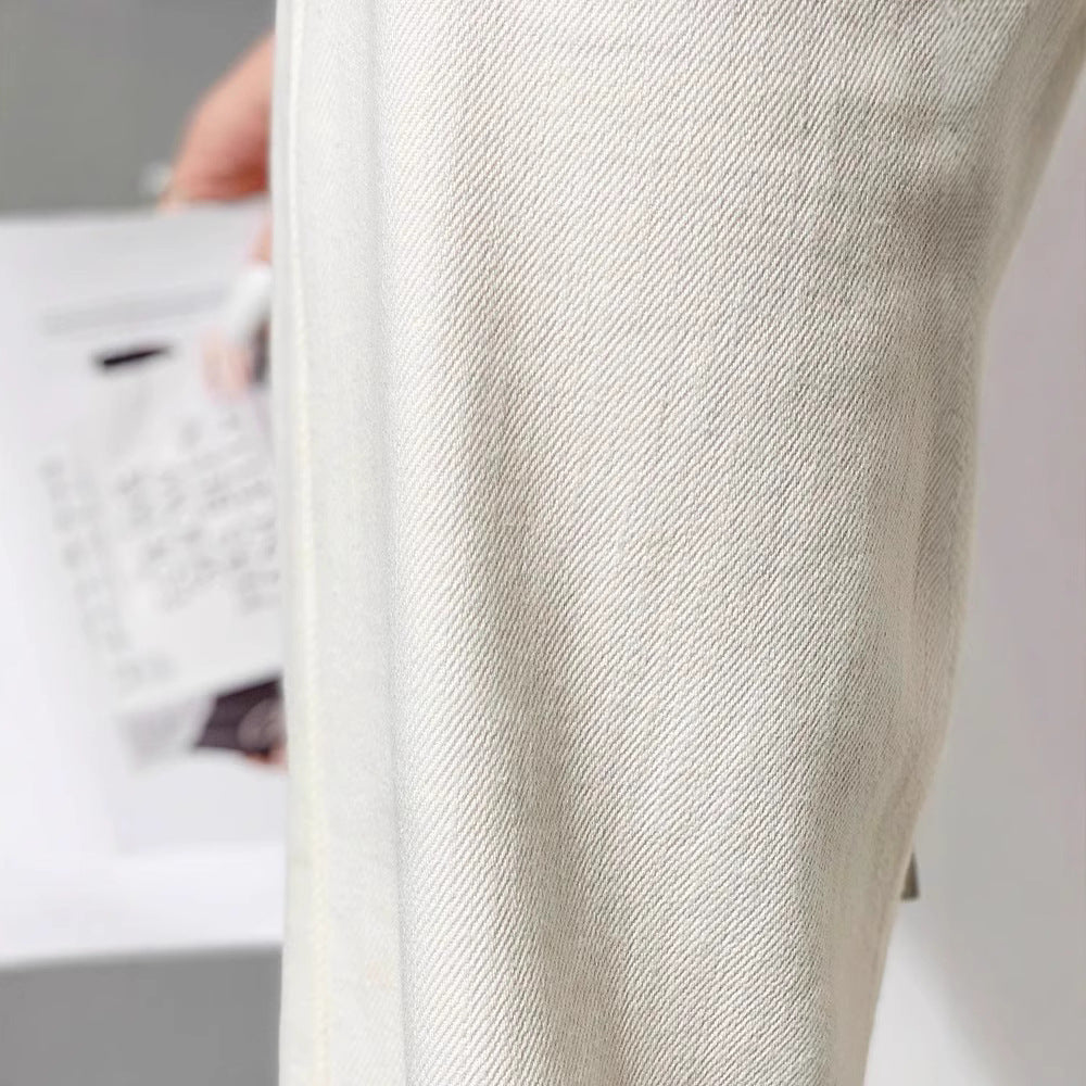 Damen Hochtaillierte weite Jeanshose im Palazzo‑Schnitt mit sichtbarer Doppelknopfleiste Nord Taschen