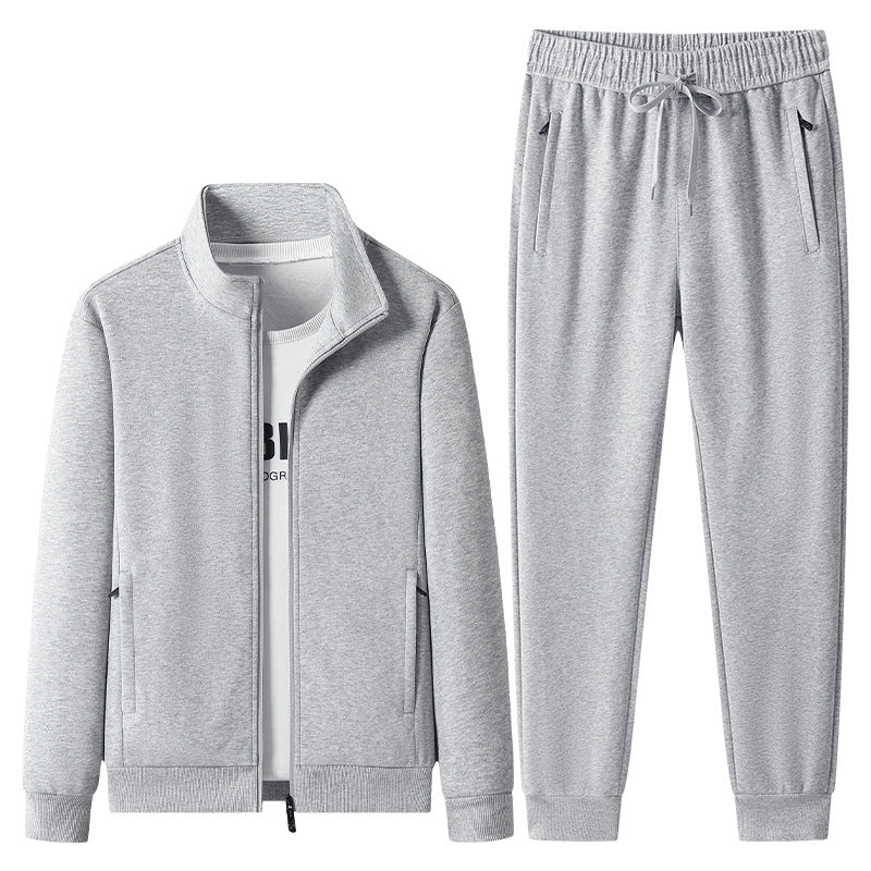 Herren Jogginganzug-Set aus Baumwollmix mit Stehkragen Reißverschlussjacke und Kordelbundhose Nord Taschen