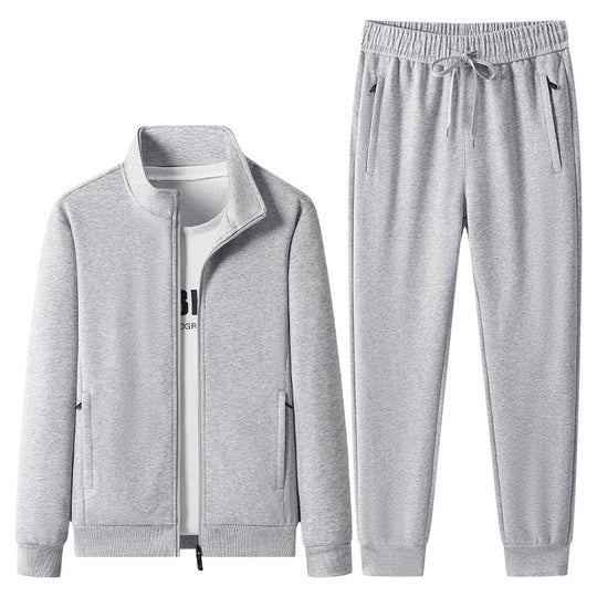 Herren Jogginganzug-Set aus Baumwollmix mit Stehkragen Reißverschlussjacke und Kordelbundhose Nord Taschen
