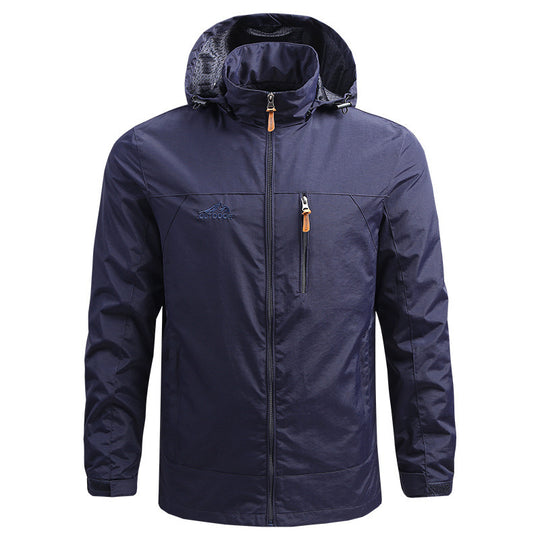 Herren Leichte atmungsaktive Outdoorjacke mit Kapuze, Brust-Reißverschluss und windabweisender Shell Nord Taschen