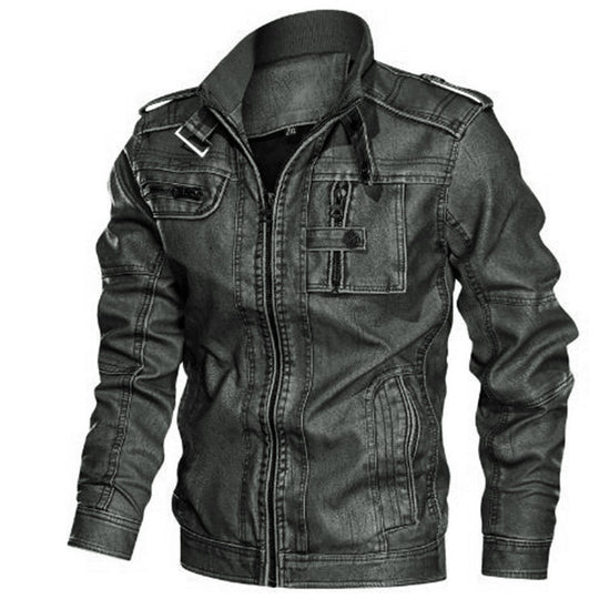 Herren Urbaner Kunstleder-Blouson mit Schulterklappen, Reißverschluss und Utility-Taschen Nord Taschen