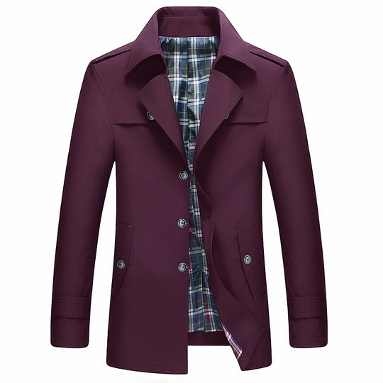 Herren Moderner Kurzmantel im Trenchcoat‑Look mit karierter Innenfütterung und Schulterklappen Nord Taschen
