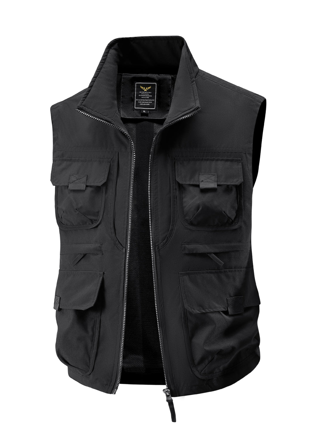 Herren Multitaschen Utility-Weste mit hohem Kragen Zwei-Wege-Reißverschluss & Mesh-Futter Nord Taschen