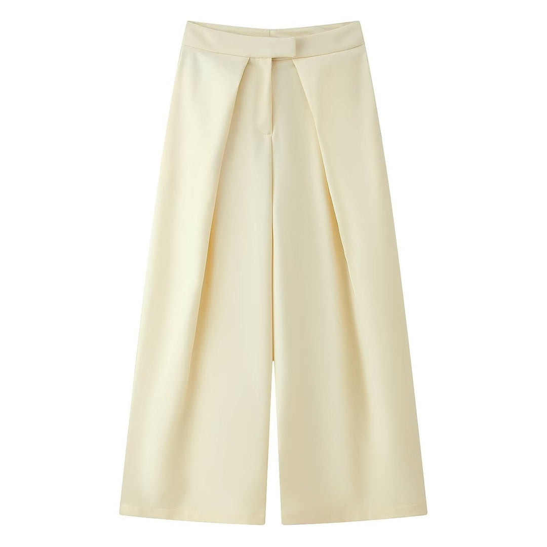 Damen weit geschnittene Culotte-Hose mit eleganten Falten und hohem Bund