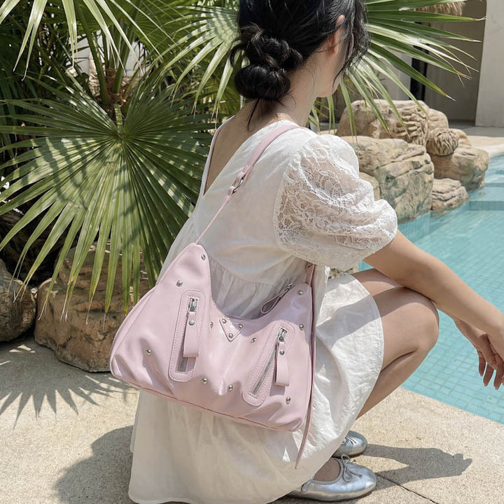 Damen Hobo-Tasche mit markanten Reißverschlüssen Nord Taschen