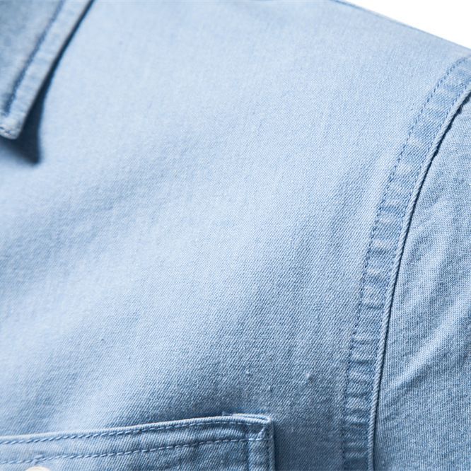 Herren Denim Hemd mit doppelten Brusttaschen und klassischem Kragen Nord Taschen