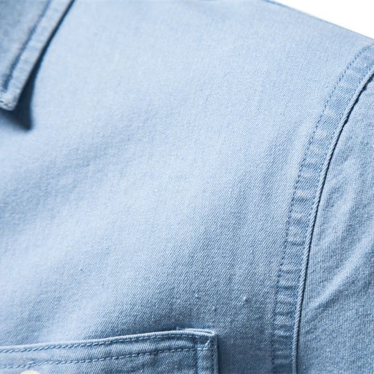 Herren Denim Hemd mit doppelten Brusttaschen und klassischem Kragen Nord Taschen