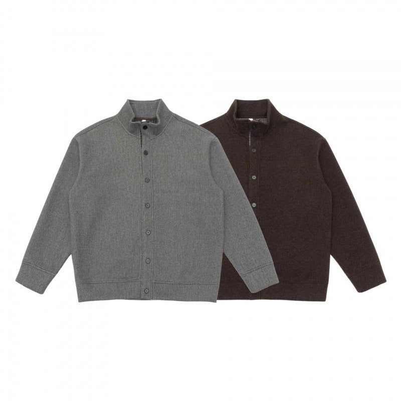 Unisex Boxy-Strickcardigan mit Stehkragen und durchgehender Knopfleiste Nord Taschen