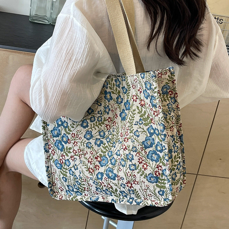 Damen Jute-Tragetasche mit floralen Mustern und stabilen Griffen Nord Taschen