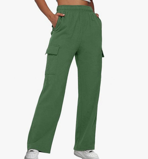 Damen Cargo-Hose mit weitem Bein, elastischem Bund und Cargotaschen Nord Taschen