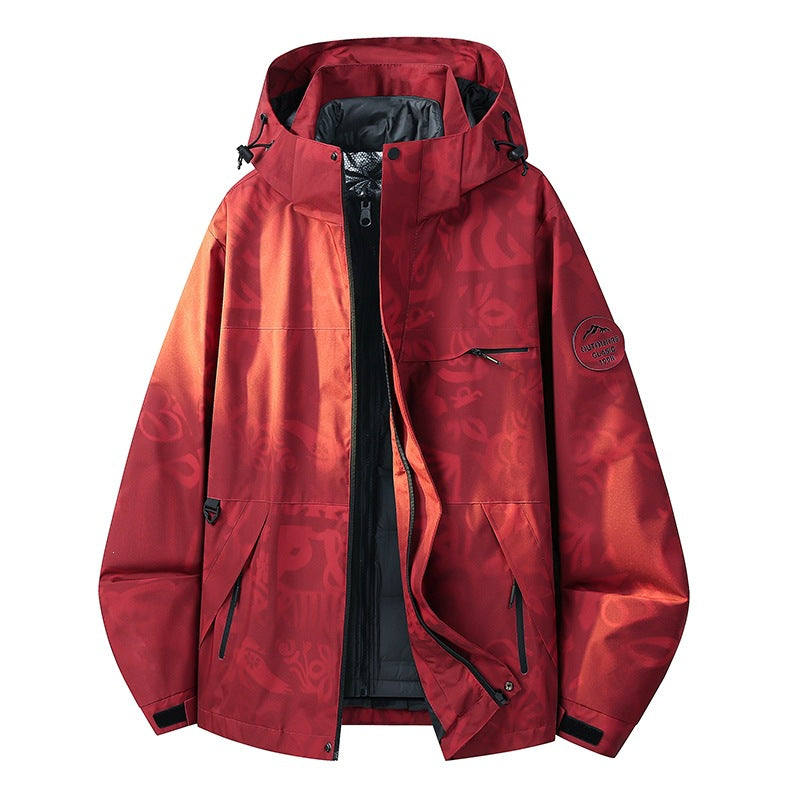 Herren Wasserdichte Outdoor-Softshelljacke mit Kapuze, hohem Stehkragen & Reißverschlusstaschen Nord Taschen