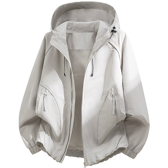 Herren Kapuzen-Utility-Softshelljacke mit Oversize-Schnitt, Reißverschlusstaschen und elastischem Saum Nord Taschen
