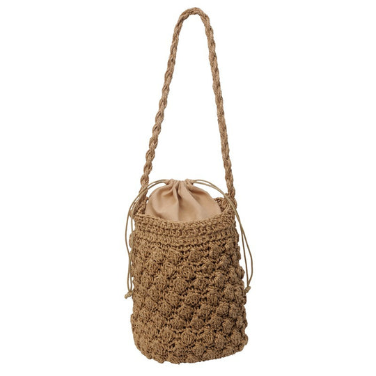 Damen Hobo-Tasche aus handgewebtem Naturmaterial mit praktischem Kordelzug Nord Taschen