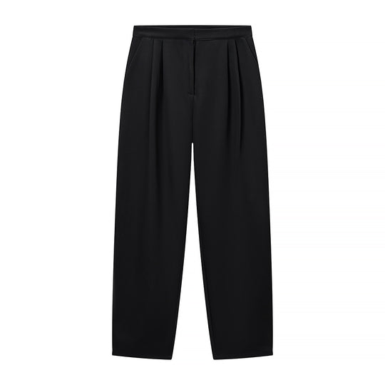 Damen Zweiteiliges Ensemble mit taillierter Kurzjacke im Mandarinstil und hochtaillierter Plisseehose Nord Taschen