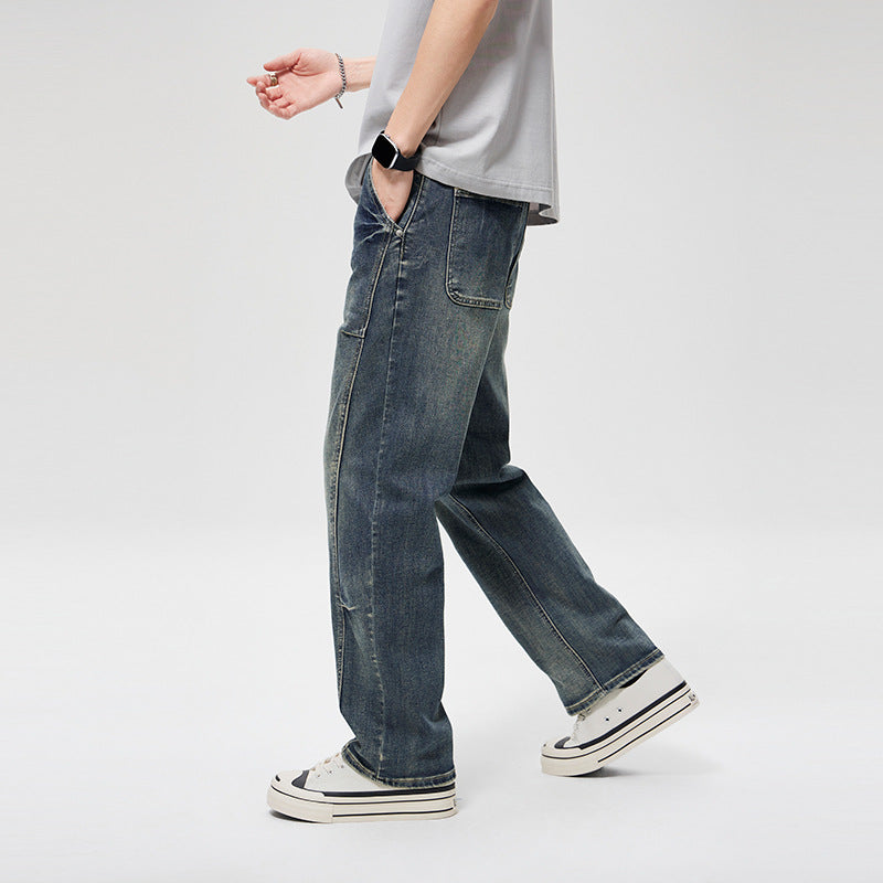 Herren Weite Baggy-Jeans mit markanten Teilungsnähten, hohem Komfortbund & Utility-Taschen Nord Taschen