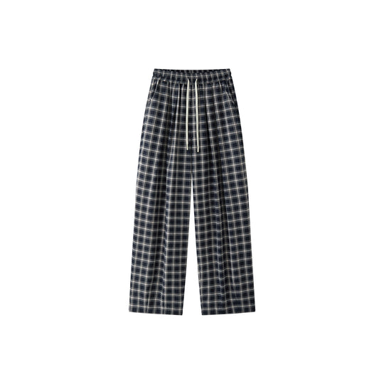 Damen Weite Karierte High-Waist Baggy-Hose mit Tunnelzug Nord Taschen